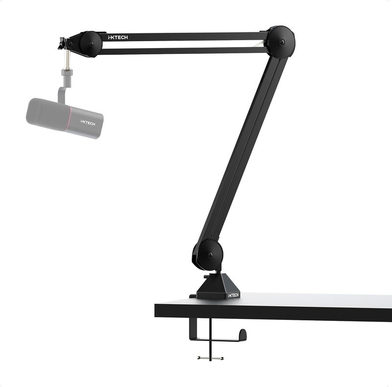 i-XTECH Microphone Boom Arm Stand, Heavy Duty Adjustable Mic Stand with Cable Ties, Desk Mount Arm Stand for Gaming Streaming Podcasting. - Image 1